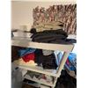 Image 2 : Plastic Shelving Unit With Assorted Clothing and Contents Included