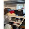 Image 3 : Plastic Shelving Unit With Assorted Clothing and Contents Included