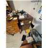 Image 2 : Wooden Desk with Multiple Drawers and Metal Filing Cabinet