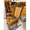 Image 1 : Wooden Rocking Chair With Turned Spindles, Gold Detailing, Cushion Backrest