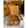 Image 8 : Wooden Rocking Chair With Turned Spindles, Gold Detailing, Cushion Backrest