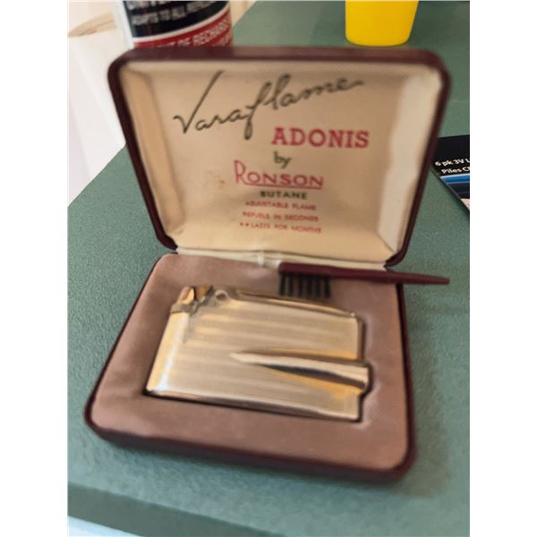 Ronson Varaflame Adonis Butane Lighter in Case with Brush and Fuel Canister