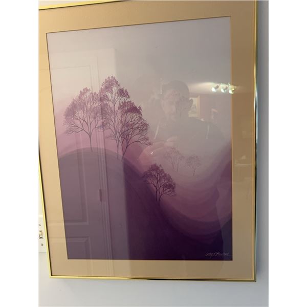 Cathy Bradford Framed Print with Trees in Purple Landscape