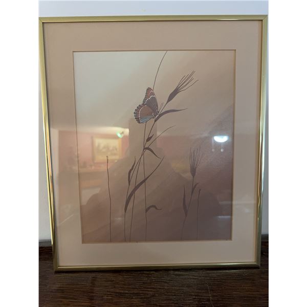 Butterfly and Grasses Framed Prints Signed by Artist