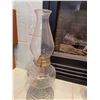 Image 1 : Clear Glass Oil Lamp with Chimney and Brass Burner