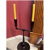Image 1 : Black Metal Adjustable Double Candle Holder with Twisted Yellow Candles