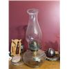 Image 1 : Clear Glass Oil Lamp with Chimney and Brass Burner