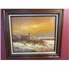 Image 1 : Eddy Ford Signed Seascape Painting with Dune Fence and Birds, Framed