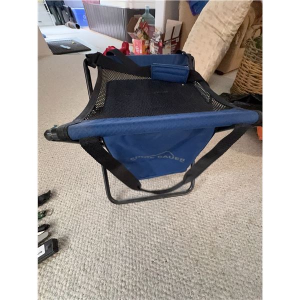 Springbar Folding Camp Stool with Mesh Seat and Storage Pocket