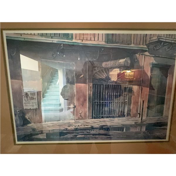 John McCann Watercolour of Preservation Hall, Signed Framed Artwork