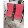 Image 1 : 2 Red Mesh Outdoor Patio Chairs with Black Metal Frames