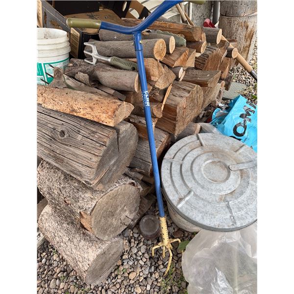 Garden Weasel Rotary Cultivator with Blue Handle and Metal Tines