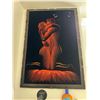 Image 1 : Rivera Signed Velvet Painting Nude Embrace 60x90cm Framed
