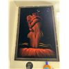 Image 2 : Rivera Signed Velvet Painting Nude Embrace 60x90cm Framed