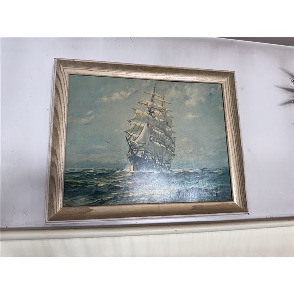 Framed Maritime Print of a Tall Ship at Sea