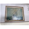 Image 1 : Framed Maritime Print of a Tall Ship at Sea