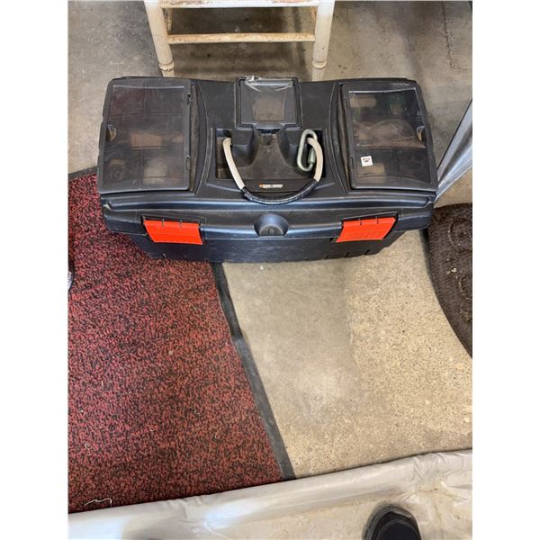 Plastic Tool Box With Mixed Hand Tools and Accessories