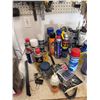 Image 1 : Garage Lot With Assorted Hand Tools, Hardware, Spray Lubricants, and Adhesives