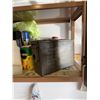 Image 12 : Garage Shelf Lot With Propane Canisters, Cleaning Supplies, Metal Ammo Box