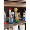 Image 7 : Garage Shelf Lot With Propane Canisters, Cleaning Supplies, Metal Ammo Box