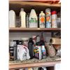 Image 9 : Garage Shelf Lot With Propane Canisters, Cleaning Supplies, Metal Ammo Box