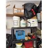 Image 2 : Five-Tier Black Plastic Shelving Unit with Assorted Containers and Hardware