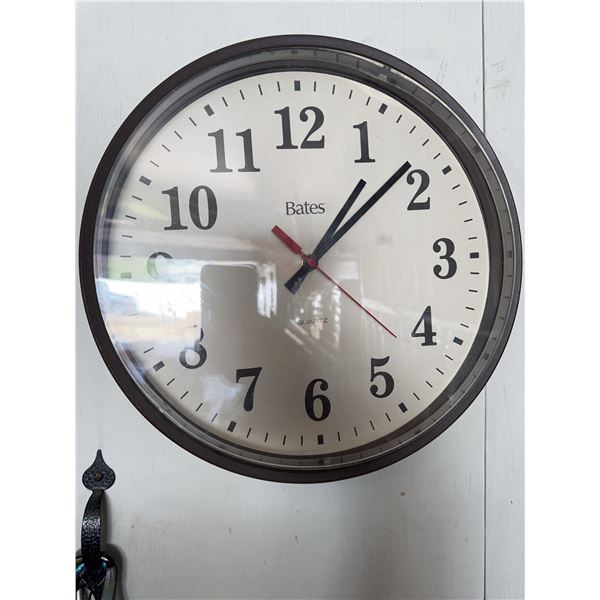 Bates Quartz Wall Clock With Black Frame and White Face
