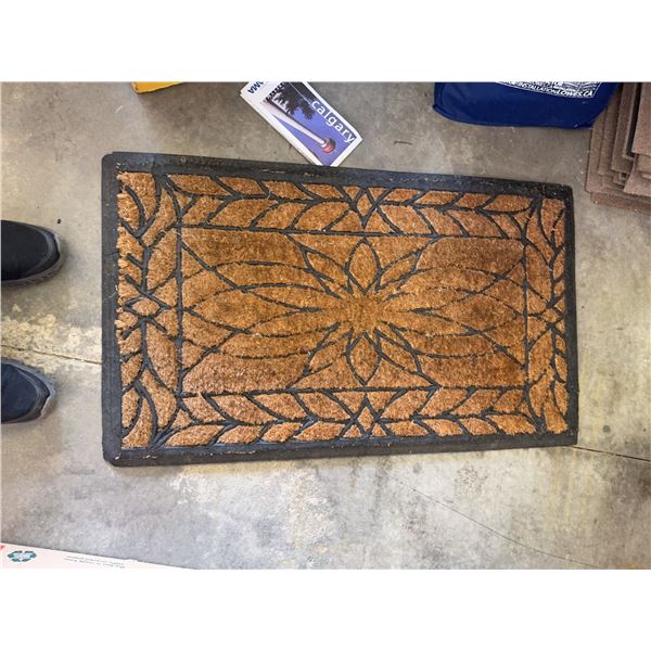Rectangular Coco Coir Doormat With Black Leaf Border Design