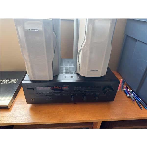 Yamaha RX-V670 Stereo Receiver with Panasonic Speakers and Wood Cabinet Speakers