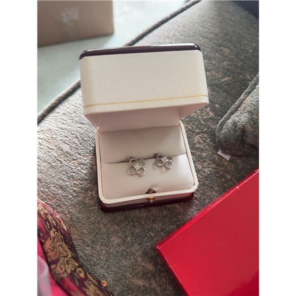 Artemis Jewellers Silver-Tone Floral Stud Earrings in Presentation Box