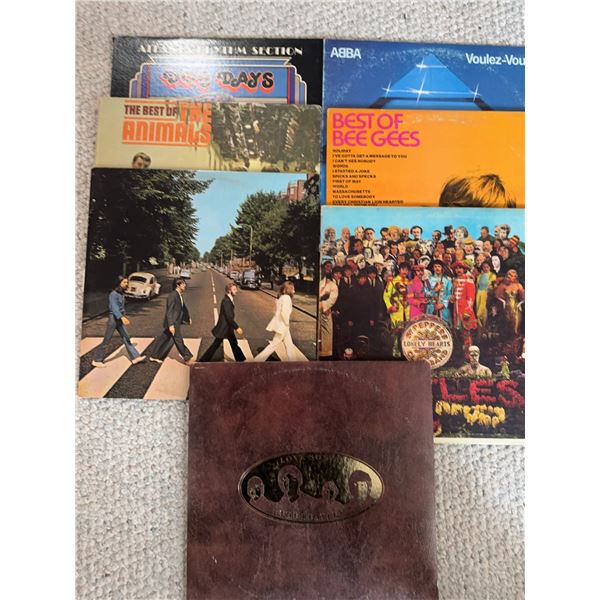 7 Classic Rock and Pop LPs Including Beatles, Bee Gees, ABBA, and Animals