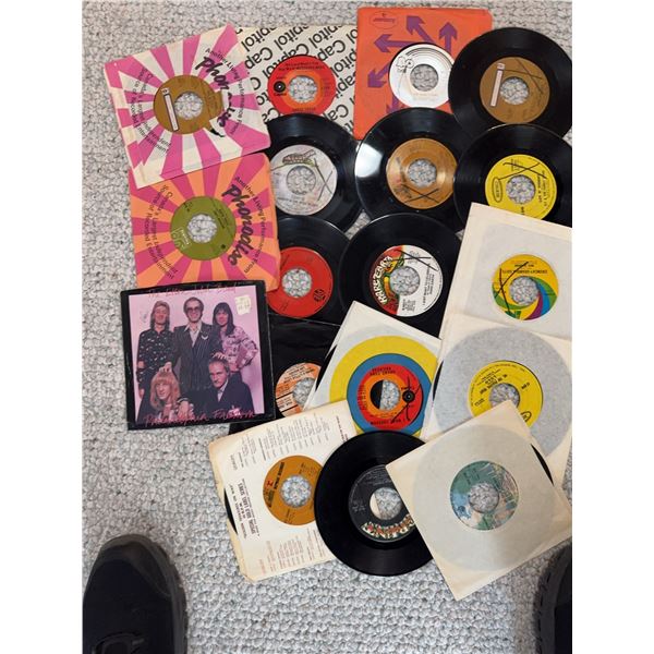 17 Assorted 45 RPM Vinyl Records with Sleeves