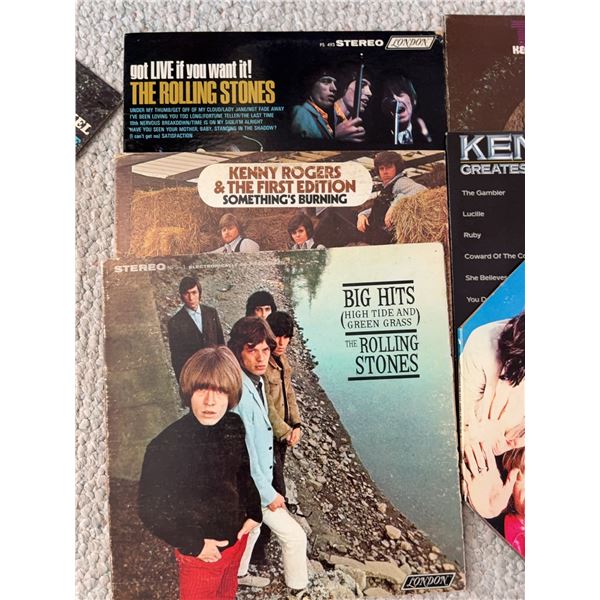Vinyl LP Lot: Rolling Stones and Kenny Rogers, 1960s-1970s, Stereo LONDON Label