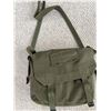 Image 1 : Canadian Army Surplus Green Canvas Gas Mask Bag with Strap and Metal Buckles