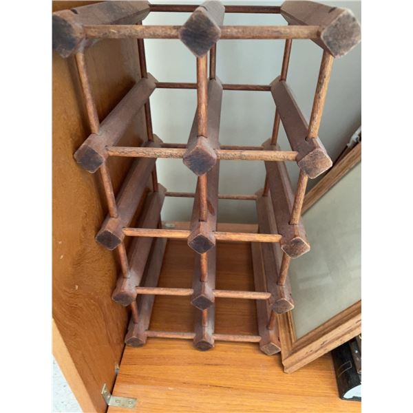 Wooden Tabletop Wine Rack with Hexagonal Slots, Holds Up to 12 Bottles