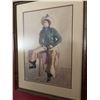 Image 2 : Framed Watercolour Painting of Cowboy Seated on Pink Bench
