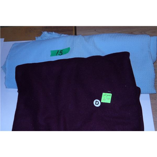 UNCLAIMED STORAGE:  PURPLE FELT FABRIC (APPROX 2 YARDS) & BLUE FABRIC (APPROX. 60" X 30")
