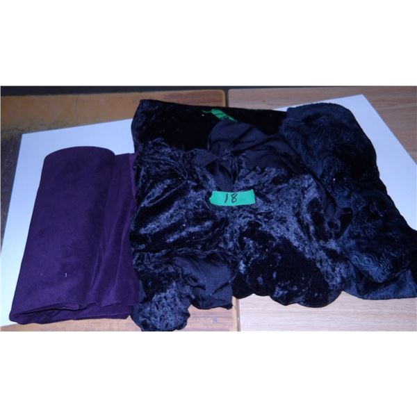 UNCLAIMED STORAGE:  1 BUNDLE PURPLE FABRIC & 3 BUNDLES BLACK FABRIC