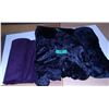Image 1 : UNCLAIMED STORAGE:  1 BUNDLE PURPLE FABRIC & 3 BUNDLES BLACK FABRIC