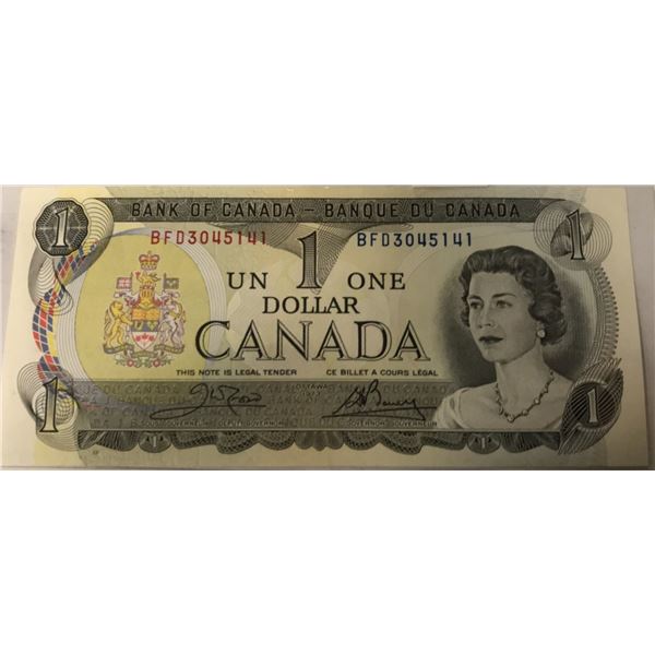 1973 CRISP UNCIRCULATED LAST OF MULTICOLORED CANADA $1 BILL