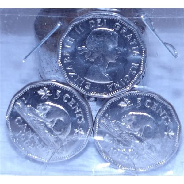 1962 CH/BU 12 SIDED CANADA NICKELS (60 YEARS OLD)