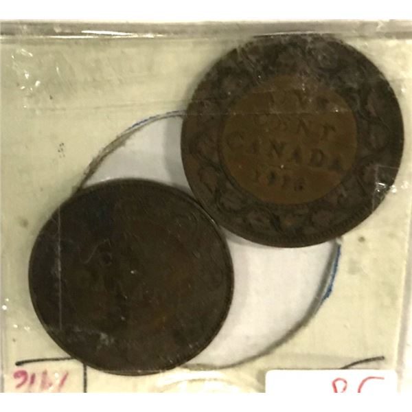 1912 - 1916 CANADA KING GEORGE V LARGE PENNIES