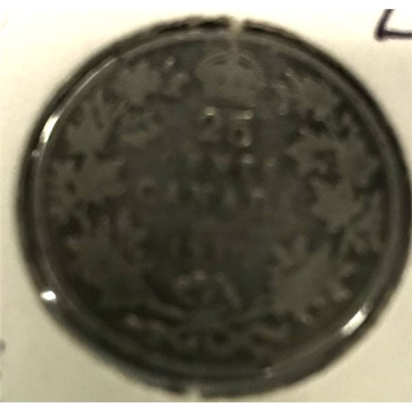 1910 CANADA KING EDWARD VII SILVER QUARTER
