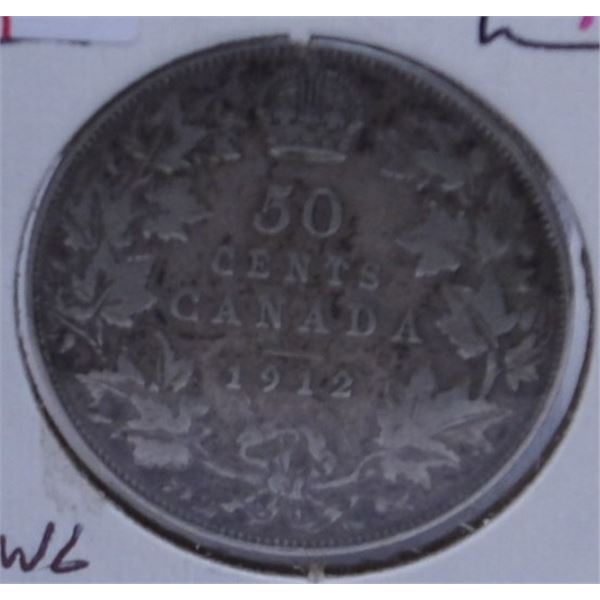 1912 CANADA KING GEORGE V SILVER HALF DOLLAR