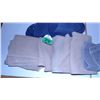 Image 1 : UNCLAIMED STORAGE:  BOX C/W TOWELS, FACE CLOTHS, NEW SLIPPERS (SIZE 11-12)