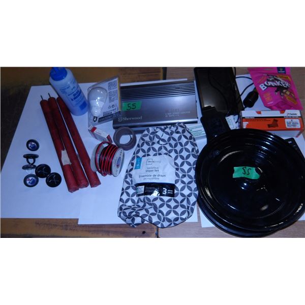 UNCLAIMED STORAGE:  BOX C/W FLARES, CPS POWER AMP, HOCKEY PUCKS, ETC