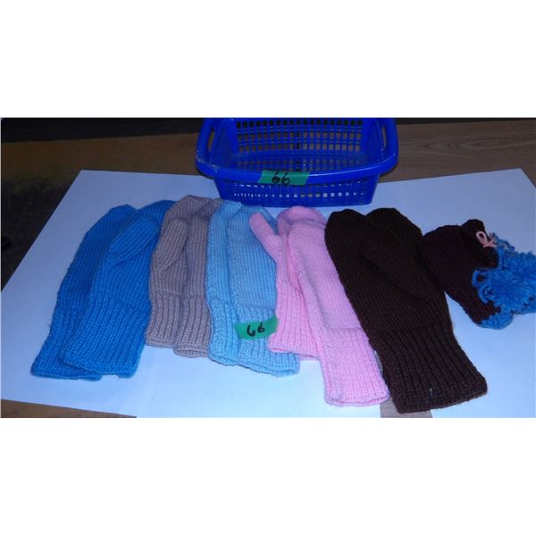 UNCLAIMED STORAGE:  BASKET C/W 5 PAIR GLOVES & 1 PAIR OF BOOTIES