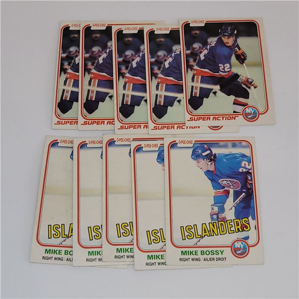 LOT OF 10 1981 OPC MIKE BOSSY #208 & #198 HOCKEY CARDS