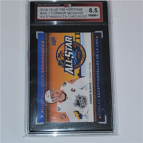 2018-19 UD TIM HORTONS #AS-1 CONNOR MCDAVID AS STANDOUTS CHEKCLIST (GRADED 8.5 NMM+)