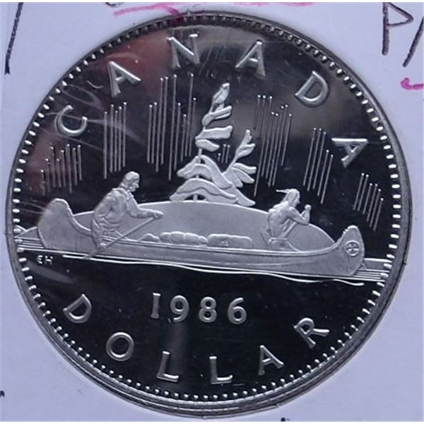 1986 PROOF CAMEO CANADA VOYAGER DOLLAR